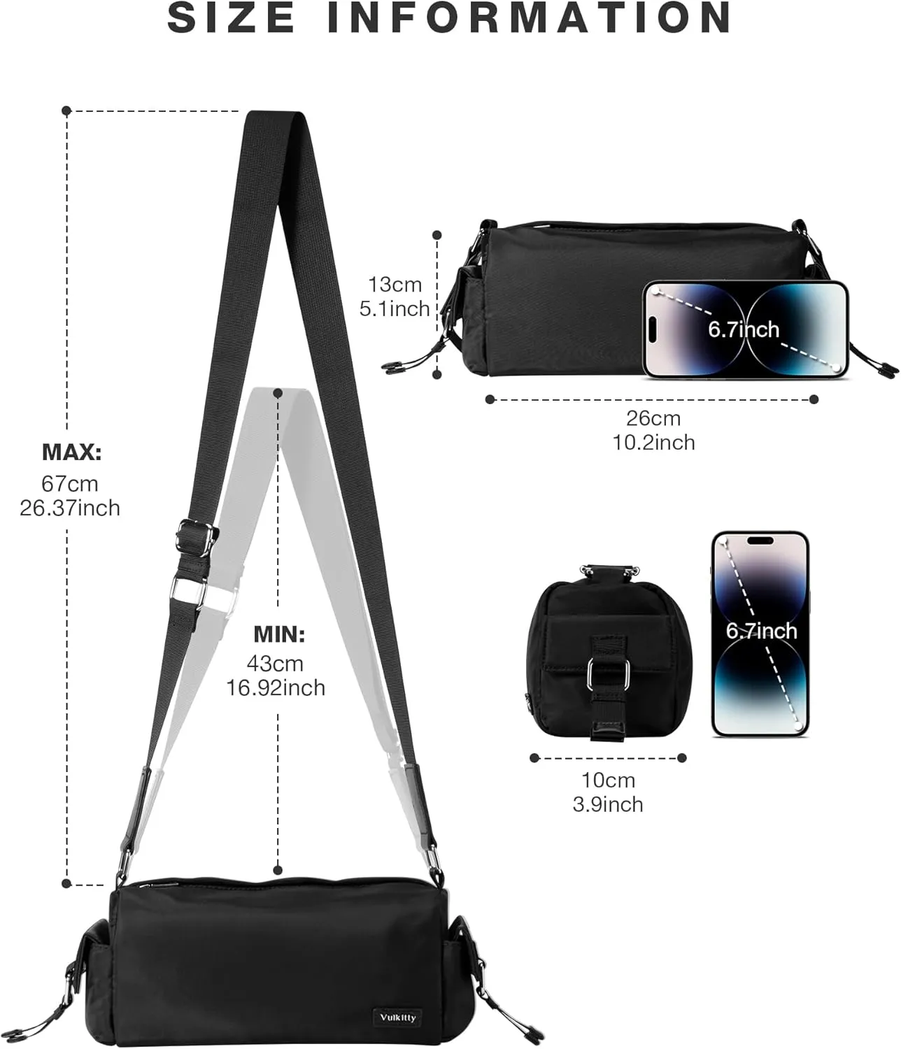 Nylon Crossbody Bag for Women Trendy Design Small Shoulder Sling Bag Clutch with Adjustable Strap