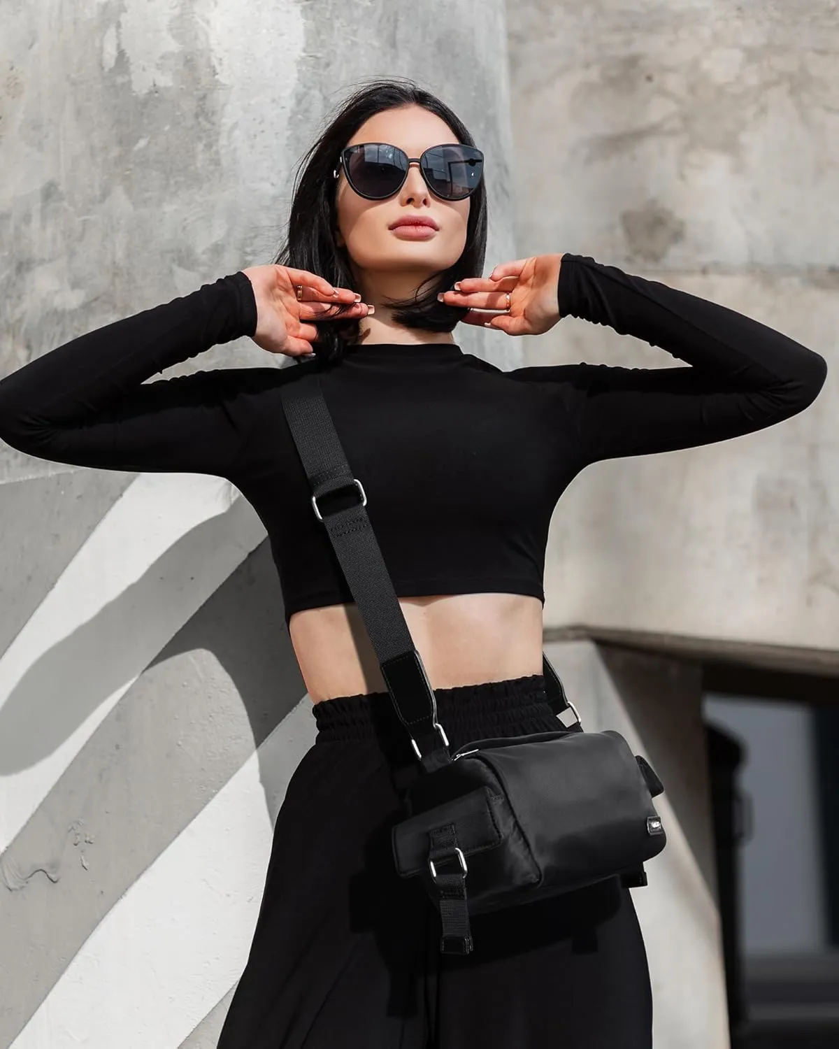 Nylon Crossbody Bag for Women Trendy Design Small Shoulder Sling Bag Clutch with Adjustable Strap