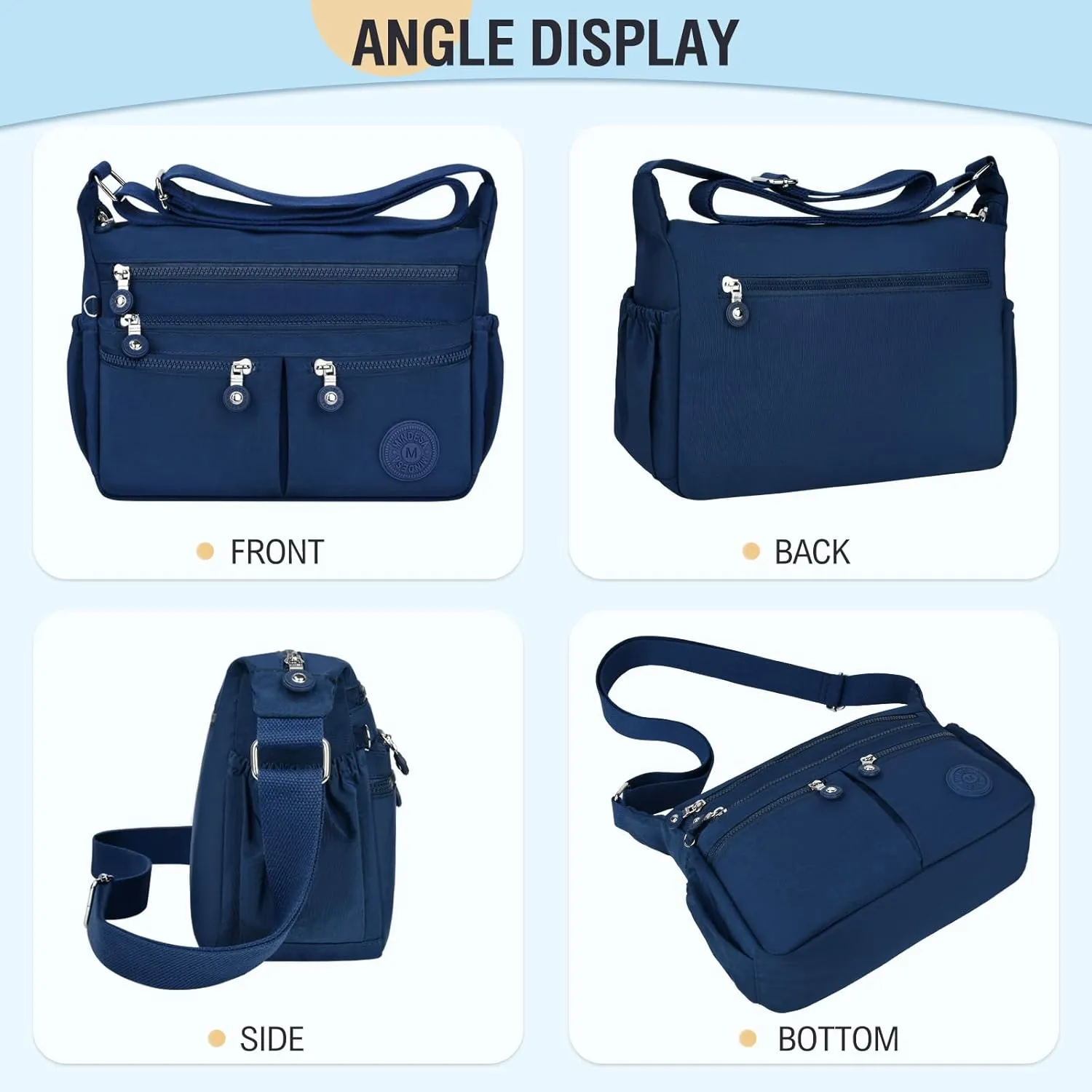 Nylon Crossbody Bags for Women Waterproof Lightweight Large Travel Purses Multi-Pocket Pocketbooks Shoulder Bag