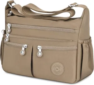 Nylon Crossbody Bags for Women Waterproof Lightweight Large Travel Purses Multi-Pocket Pocketbooks Shoulder Bag