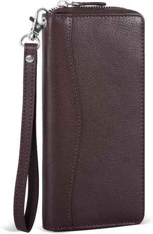 Oak Leathers Ladies Wallet for Women - RFID Womens Wallet Clutch with 8 Credit Card Holder, Coin Pocket, Gift for Women’s Brown Purse