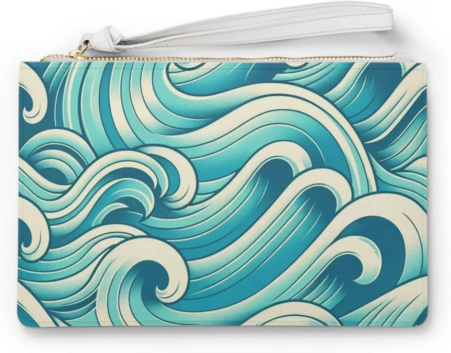 Ocean Waves Clutch Bag, Beach Purse for Summer Travel, Coastal Wristlet, Nautical Accessory, Daily Handbag