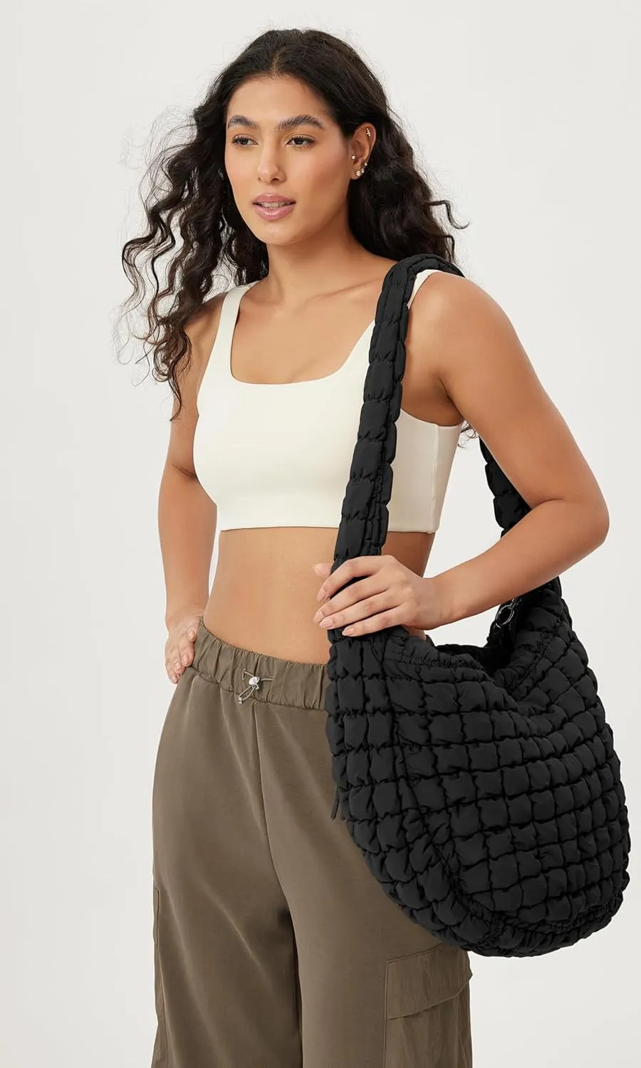 ODODOS Quilted Carryall Tote Bag for Women Crossbody Large Hobo Lightweight Padding Shoulder Bag