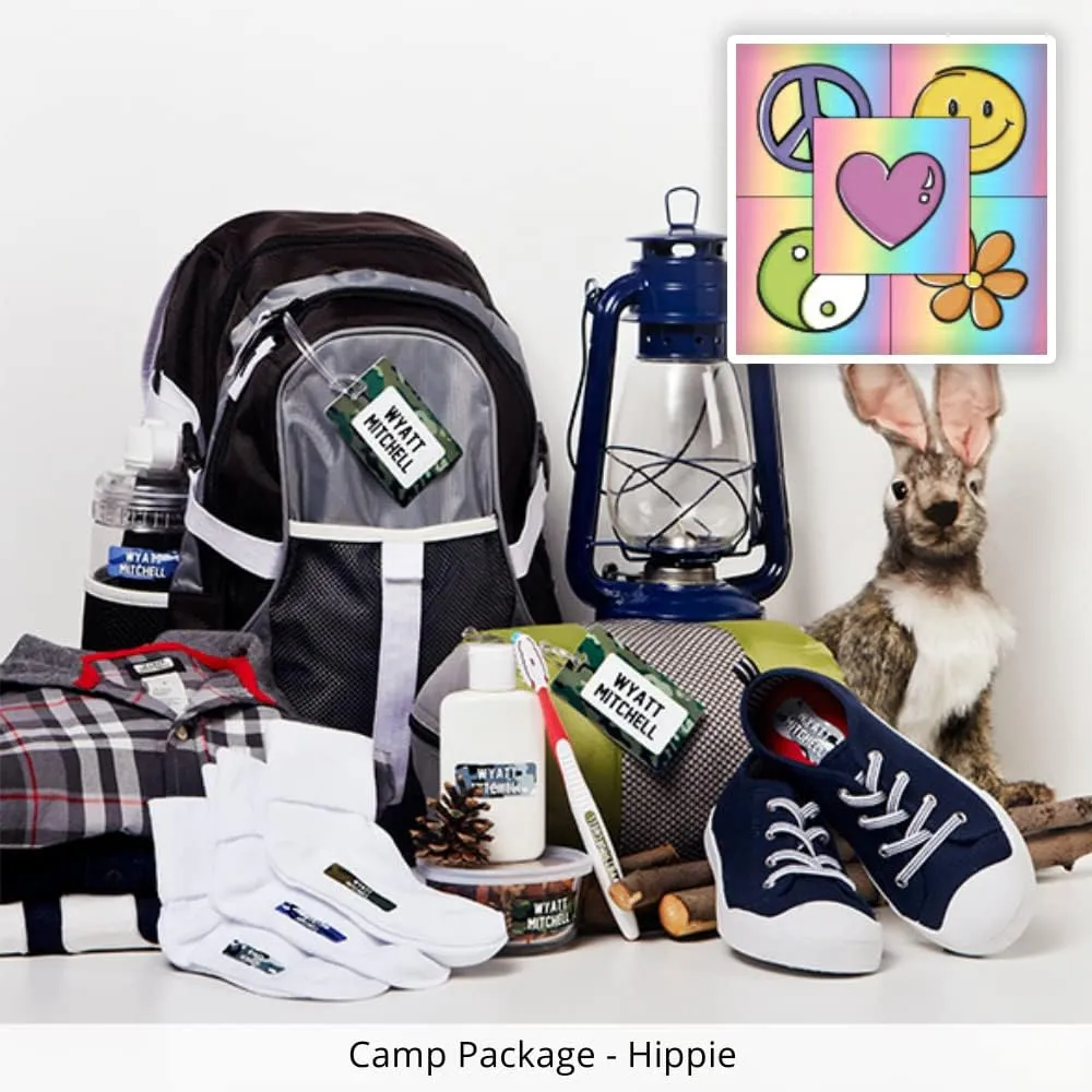 Oliver's Labels Camp Package, 151 Durable Personalized Name Labels & Tags (Hippie)