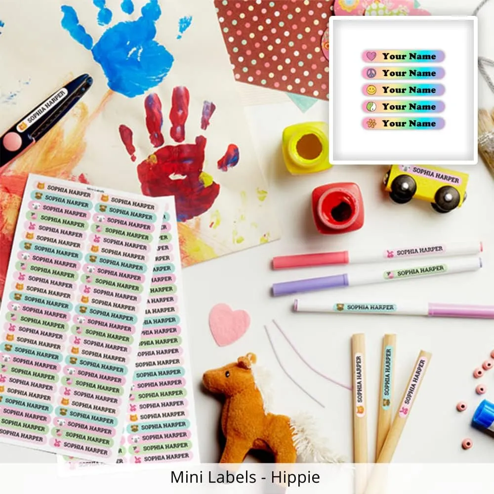 Oliver's Labels Camp Package, 151 Durable Personalized Name Labels & Tags (Hippie)