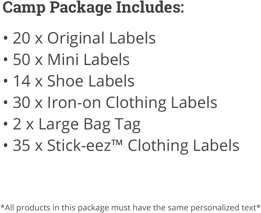 Oliver's Labels Camp Package, 151 Durable Personalized Name Labels & Tags (Hippie)
