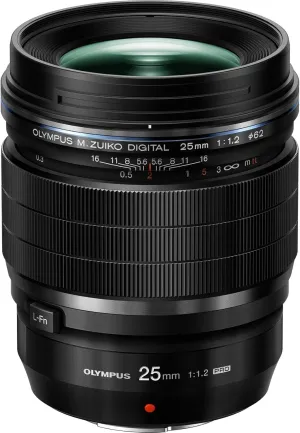 OLYMPUS M.Zuiko Digital ED 25mm F1.2 PRO For Micro Four Thirds System Camera, Ultra Bright F1.2 lens, Weather Sealed Design, MF Clutch, L-Fn Button