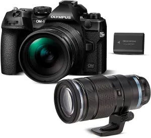 OM SYSTEM OM-1 Mark II Mirrorless Camera with 12-40mm f2.8 Lens Bundle with OM SYSTEM M.Zuiko Digital ED 40 to 150mm f2.8 PRO Weatherproof Lens and BLX-1 LI Battery Bundle (3 Items)