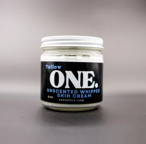 ONE. Whipped Tallow Skin Cream – Unscented Natural Moisturizer for Dry, Sensitive Skin | All-Natural, Non-Toxic, Handmade | Face, Body, Hands, Baby, Diaper Rash, Eczema Relief – 8oz