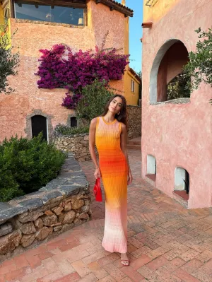 Orange Heavy discount Ombre Dress Maxi Rich collection Knit