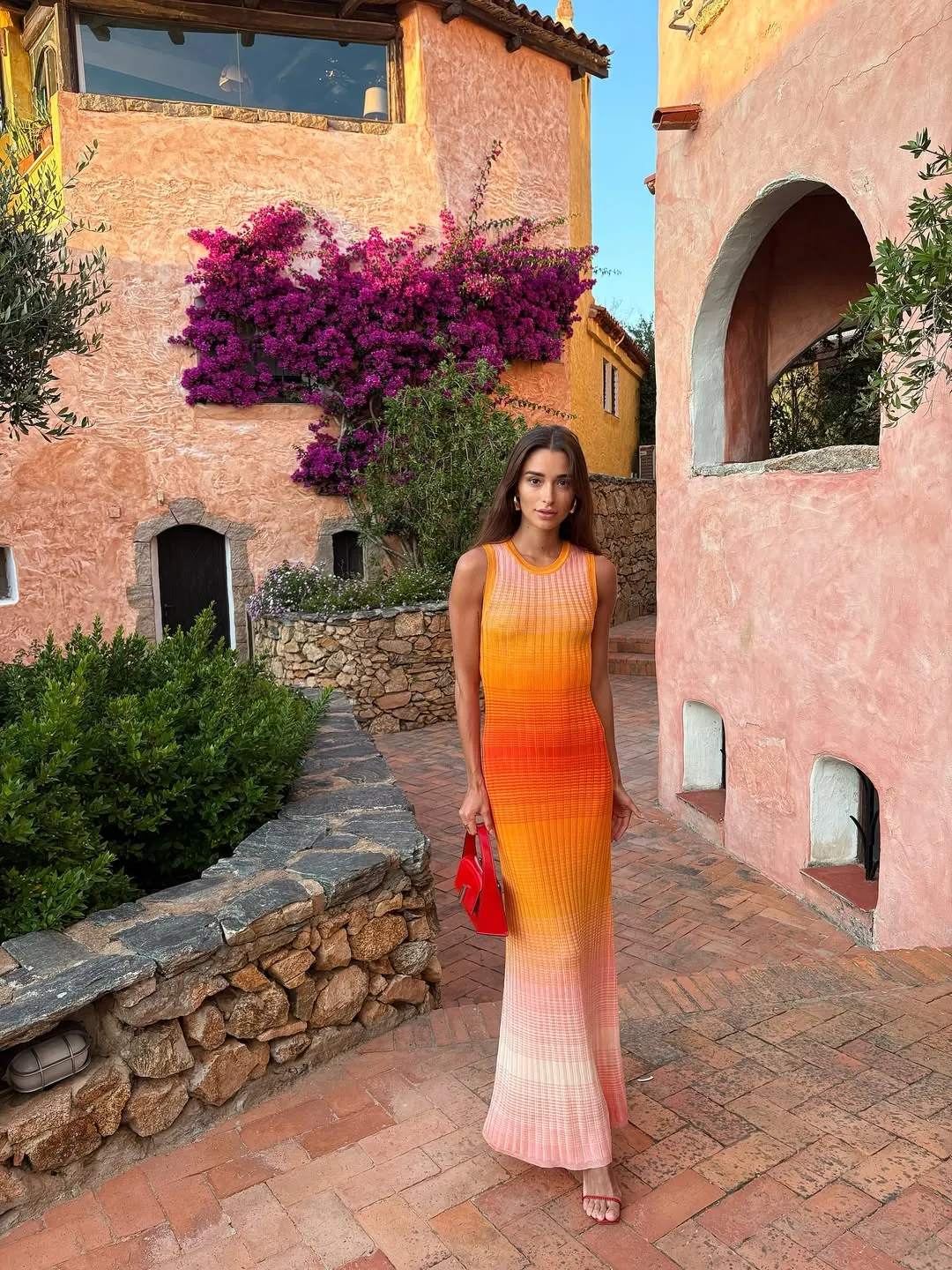 Orange Heavy discount Ombre Dress Maxi Rich collection Knit