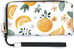 Oranges And Lemons Wristlet Long Wallet Womens Purse Zip Clutch Large Capacity Leather Purse Credit Coin Purse