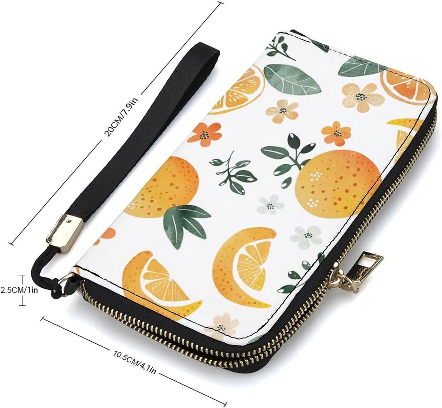 Oranges And Lemons Wristlet Long Wallet Womens Purse Zip Clutch Large Capacity Leather Purse Credit Coin Purse