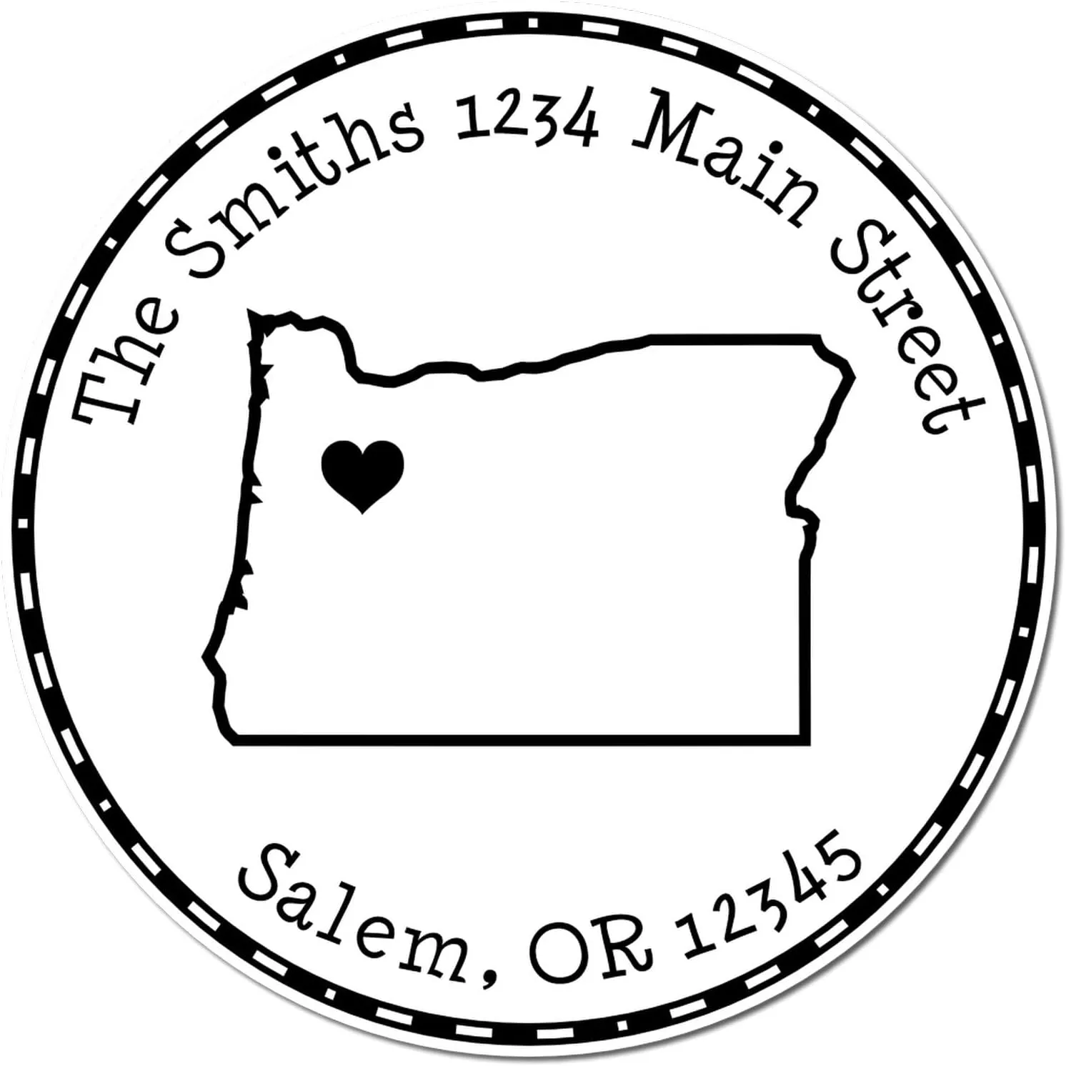 Oregon State Pre-Inked Round Address Stamp for Kids Lunch Bags & School Items, Personalized Custom Pre-Inked Stamp for Wedding Invitations, Family Name Stamps, 1-5/8 Inch Diameter