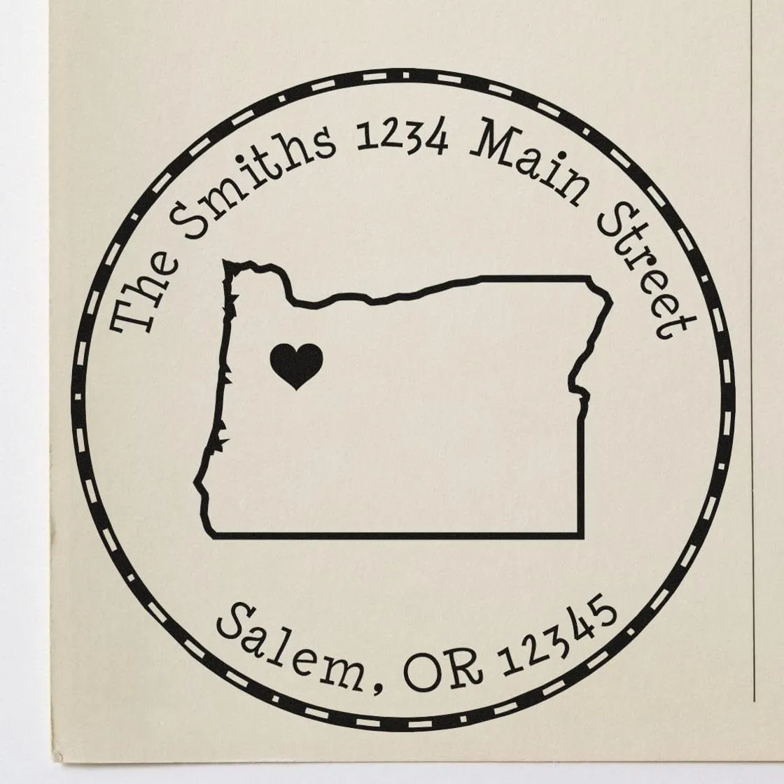 Oregon State Pre-Inked Round Address Stamp for Kids Lunch Bags & School Items, Personalized Custom Pre-Inked Stamp for Wedding Invitations, Family Name Stamps, 1-5/8 Inch Diameter