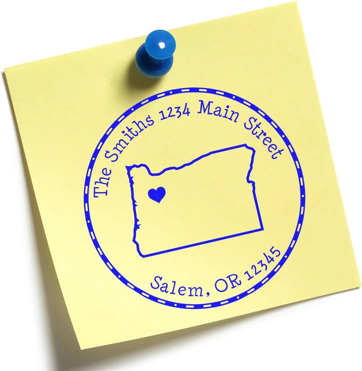 Oregon State Pre-Inked Round Address Stamp for Kids Lunch Bags & School Items, Personalized Custom Pre-Inked Stamp for Wedding Invitations, Family Name Stamps, 1-5/8 Inch Diameter