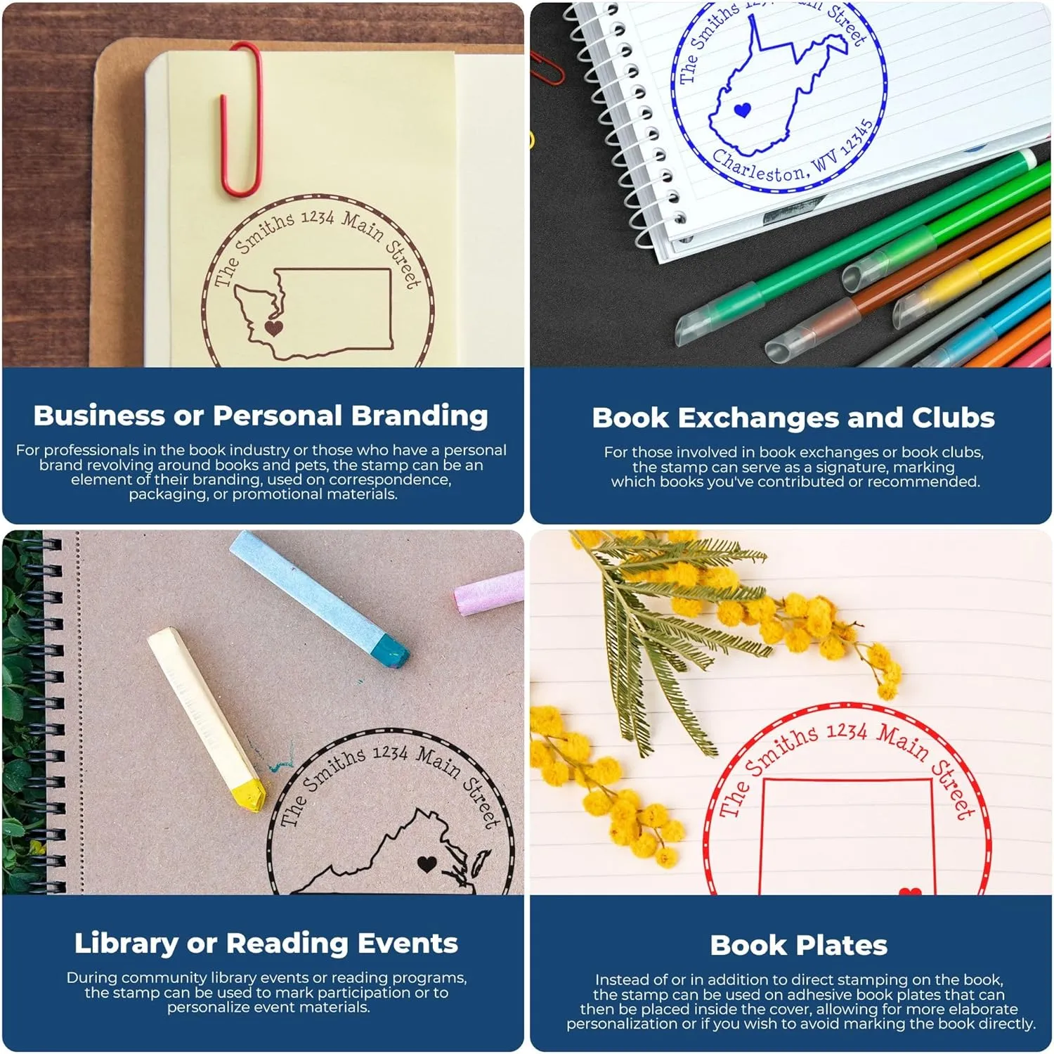 Oregon State Pre-Inked Round Address Stamp for Kids Lunch Bags & School Items, Personalized Custom Pre-Inked Stamp for Wedding Invitations, Family Name Stamps, 1-5/8 Inch Diameter
