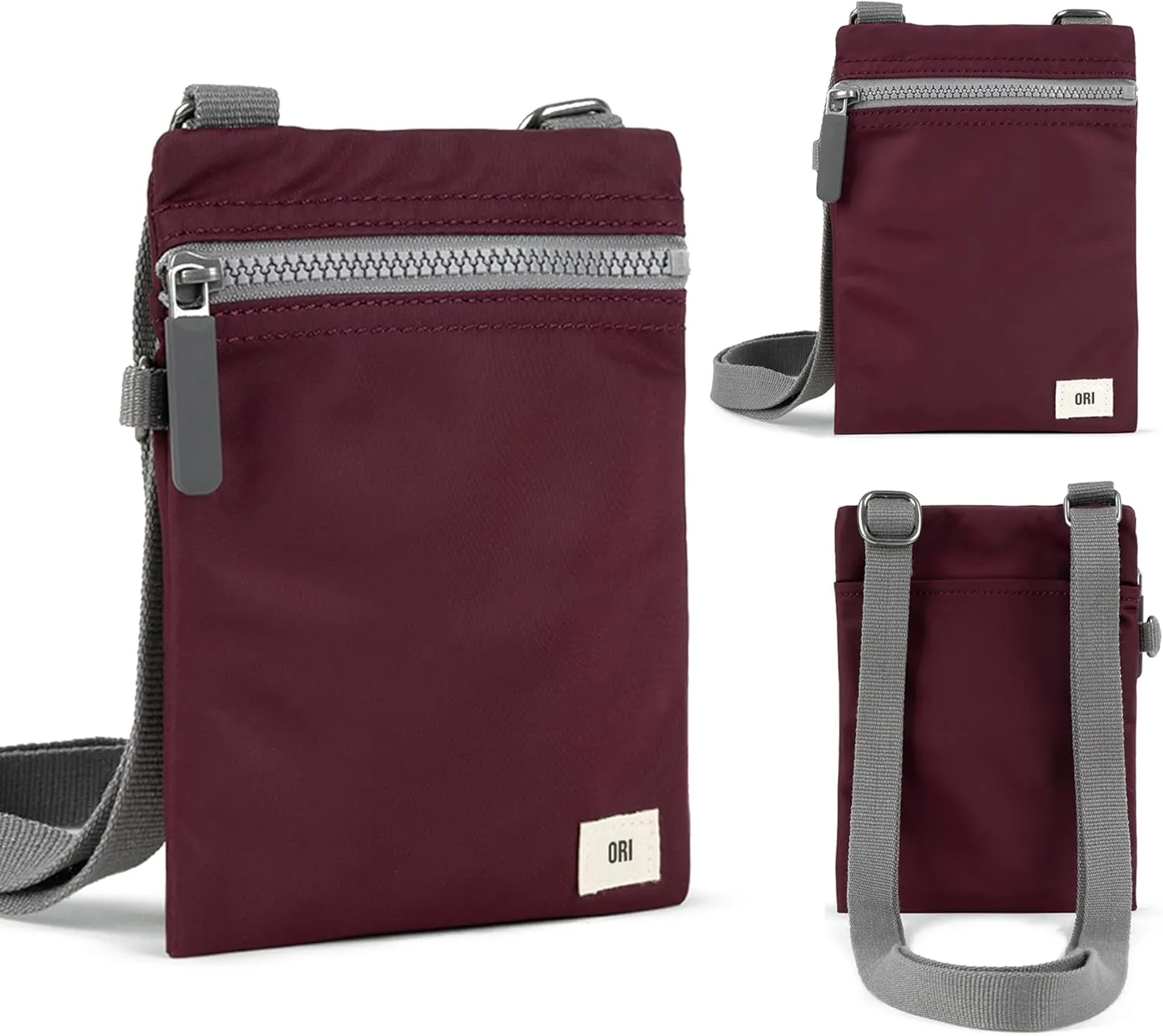ORI LONDON Small Crossbody Bag - Chunky Zip, Adjustable Strap, & Multi Pockets for Mobile Phones, Cards & More - Chelsea