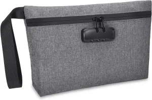 ORIA Lockable Money Bag - Waterproof, Zipper Closure, Gray - Holds Cash, Phone, Keys, Cards, Small Tools
