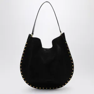 Oskan Soft Black Suede Hobo Bag