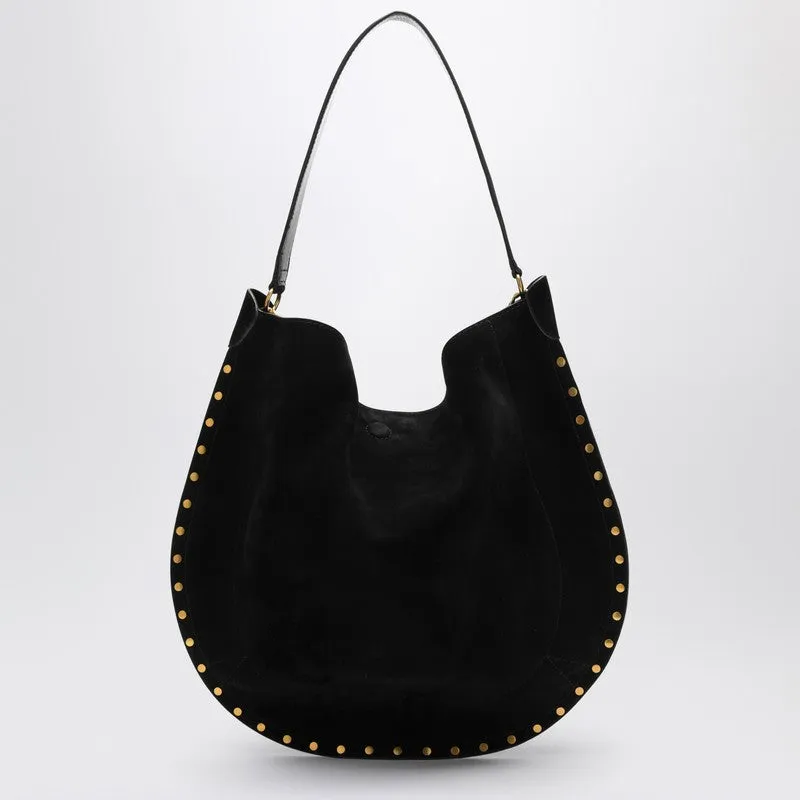 Oskan Soft Black Suede Hobo Bag