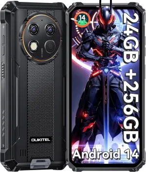 OUKITEL G1 Rugged Smartphone Unlocked - 24 256GB/1TB Android 14 Rugged Cellphones, 6.52”HD Display 10600mAh Battery 48MP Rear Camera IP68/IP69K Waterproof Phone, Dual Sim/NFC/Fingerprint 2025