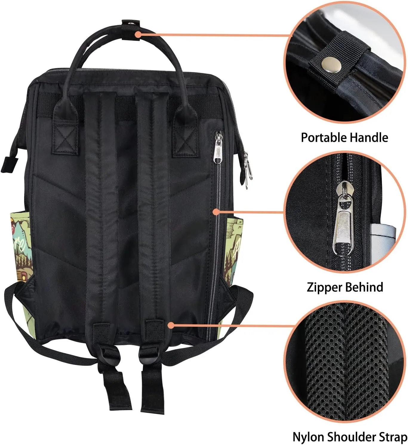Outdoor Adventure Car Diaper Bag Backpack Waterproof Backpack Baby Nappy Changing Bag for Travel Large Capacity Durable and Stylish for Woman
