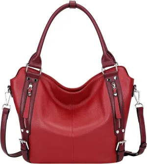 Over Earth Genuine Leather Handbags for Women Hobo Shoulder Bags Ladies Tote Bag