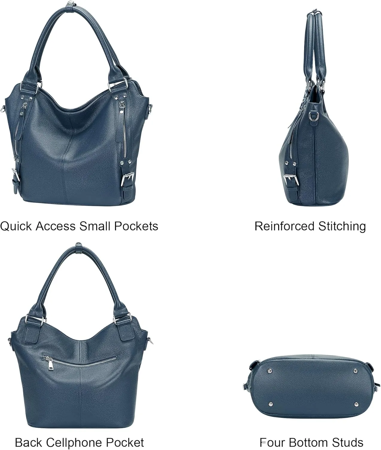 Over Earth Genuine Leather Handbags for Women Hobo Shoulder Bags Ladies Tote Bag