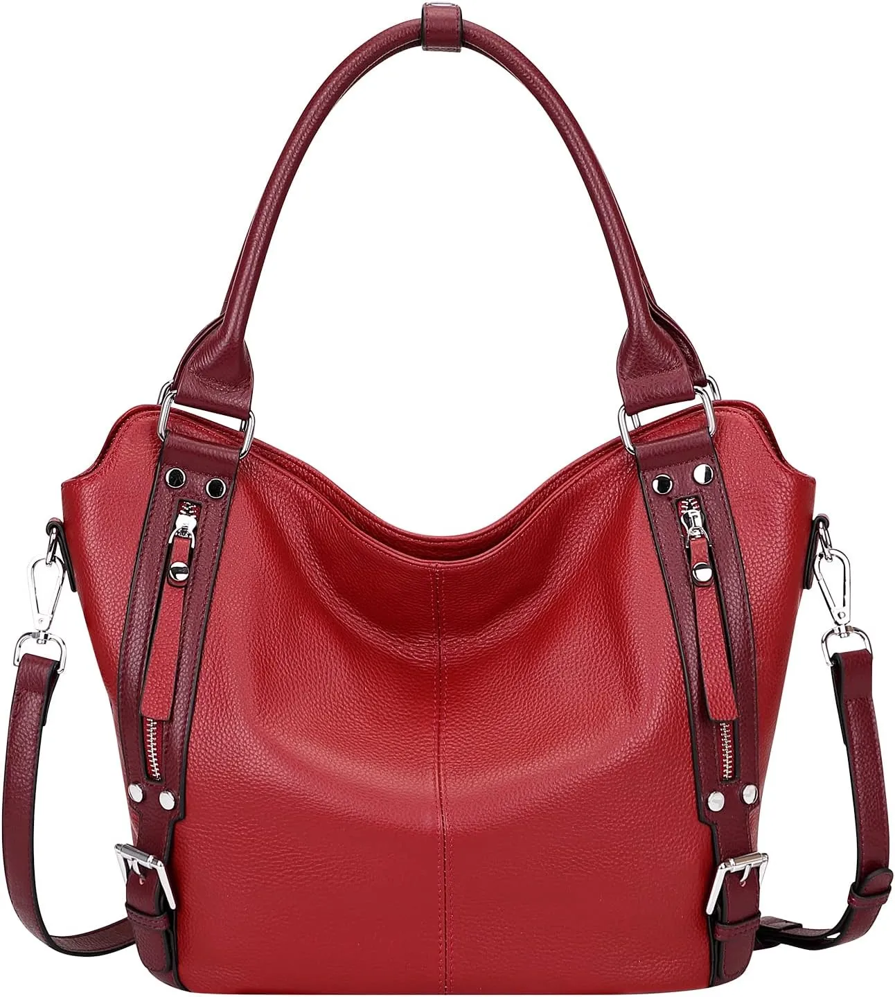 Over Earth Genuine Leather Handbags for Women Hobo Shoulder Bags Ladies Tote Bag