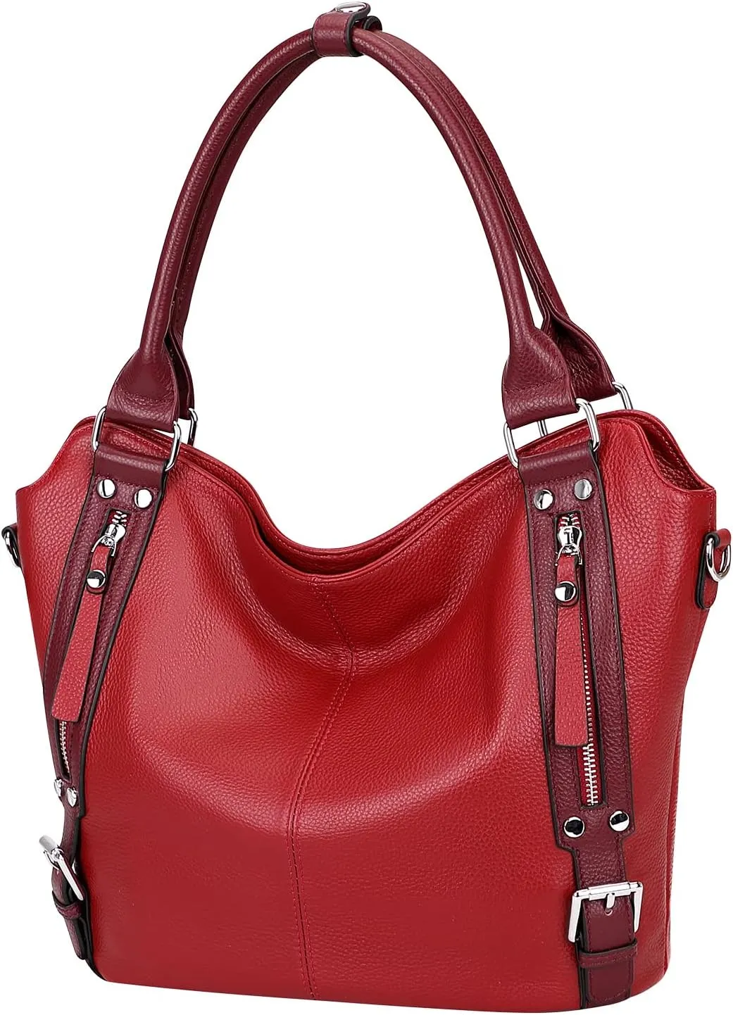 Over Earth Genuine Leather Handbags for Women Hobo Shoulder Bags Ladies Tote Bag