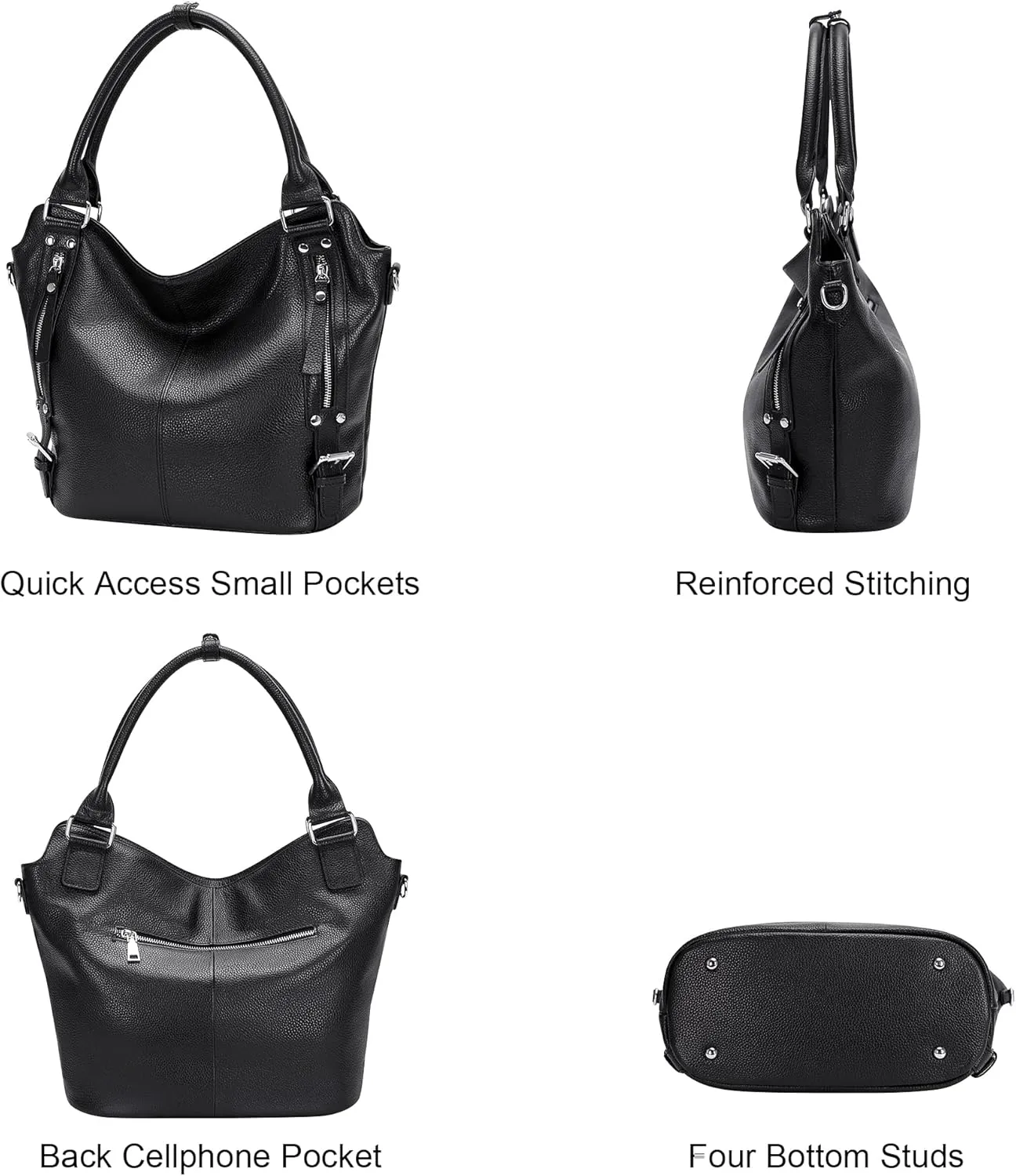 Over Earth Genuine Leather Handbags for Women Hobo Shoulder Bags Ladies Tote Bag