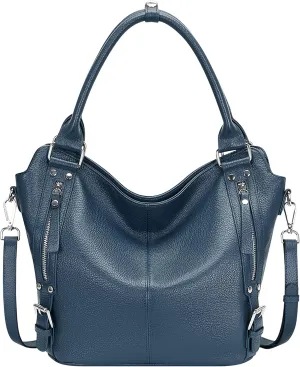 Over Earth Genuine Leather Handbags for Women Hobo Shoulder Bags Ladies Tote Bag