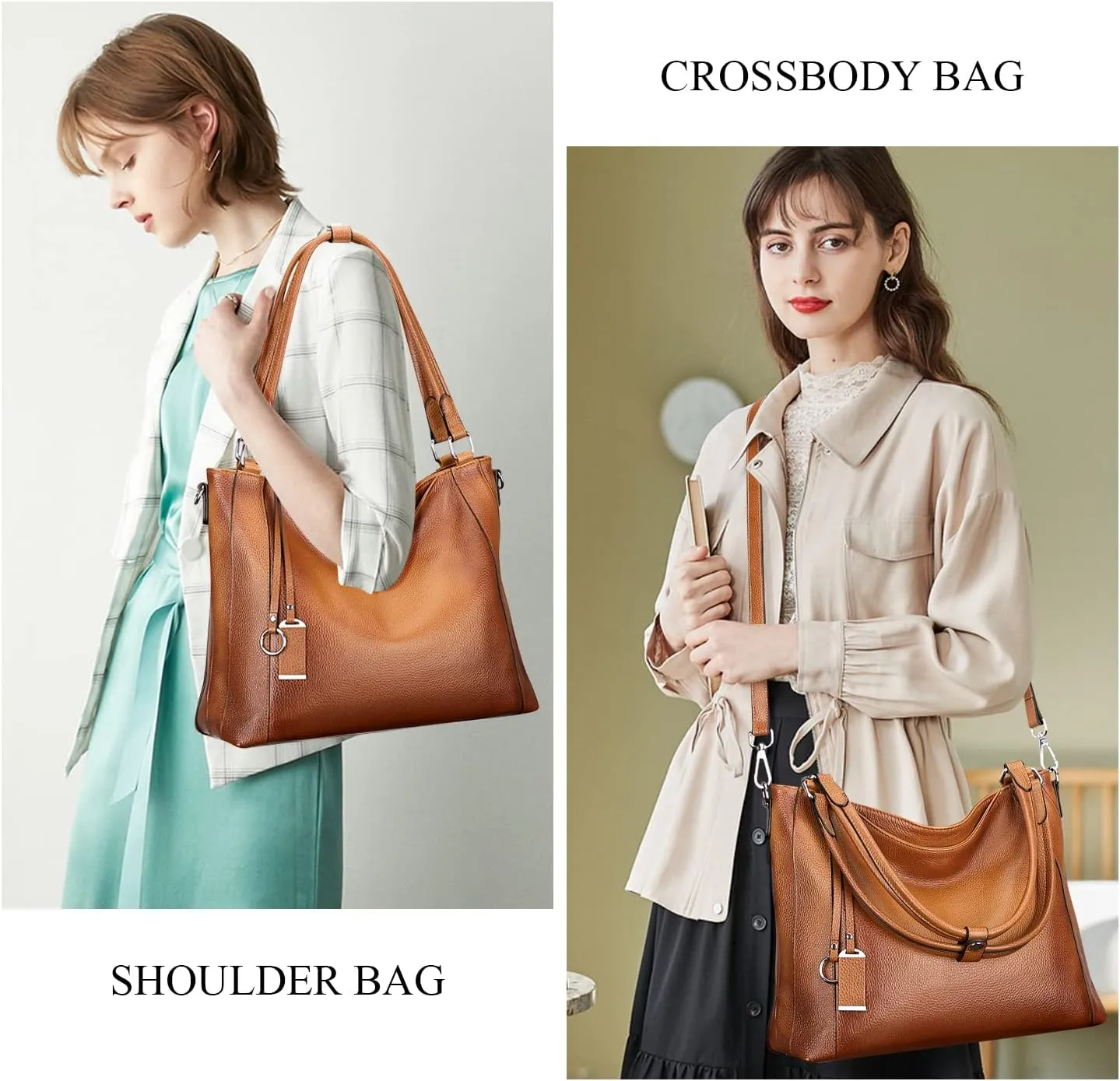 Over Earth Genuine Leather Purses for Women Casual Hobo Shoulder Handbags Large Crossbody Bags