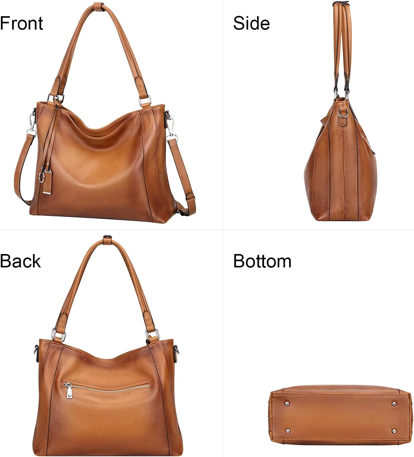 Over Earth Genuine Leather Purses for Women Casual Hobo Shoulder Handbags Large Crossbody Bags
