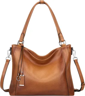 Over Earth Genuine Leather Purses for Women Casual Hobo Shoulder Handbags Large Crossbody Bags