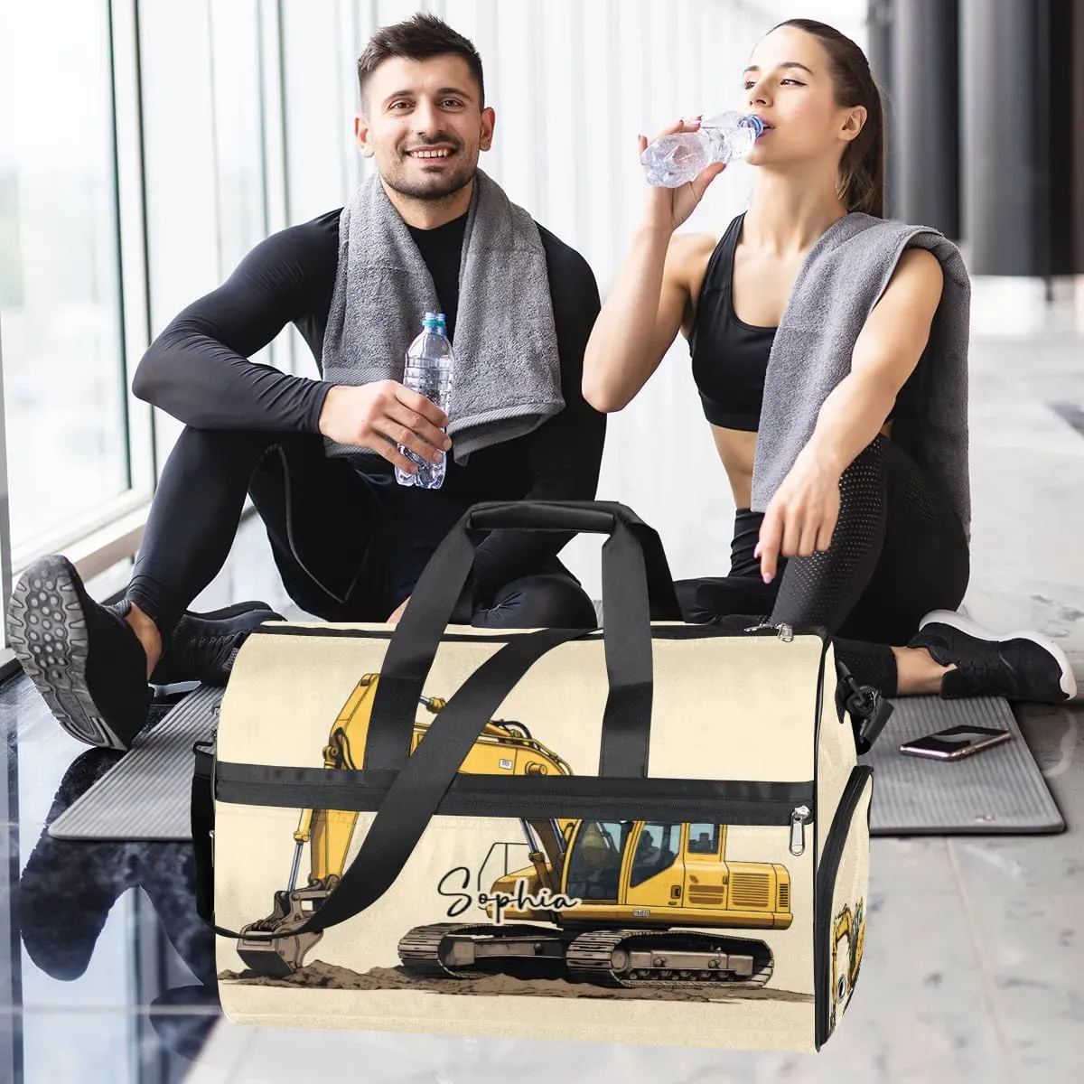Overnight Bag for Adults Custom Large Duffel Bags Travel Bag Men Women Gym Bag for Training Soccer Swim Yoga Travel Excavator Travel Duffel Bag