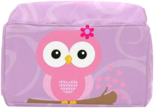 Owl Purple Circle Personalized Diaper Backpack Custom Name Multi Function Diaper Bag Travel Daypack Nursing Nappy Baby Bag
