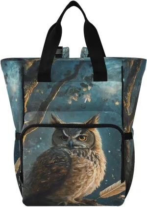 Owl Quill Night Multi function Waterproof Diaper Bag,Portable Travel Diaper Back Pack Large Capacity with Insulated Pockets and Stroller Straps,Diaper Bags For Baby Girl Boy