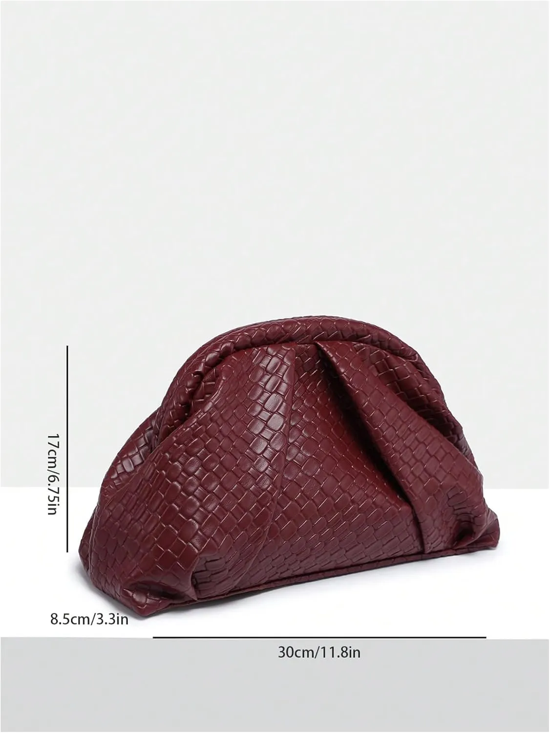 OYOANGLE Women's Minimalist Woven Leather Clutch Purses Textured Kiss Lock Pleated Vintage Evening Handbags