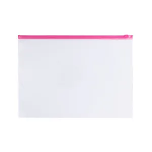 Pack of 12 A6 Clear Zippy Bags with Pink Zip