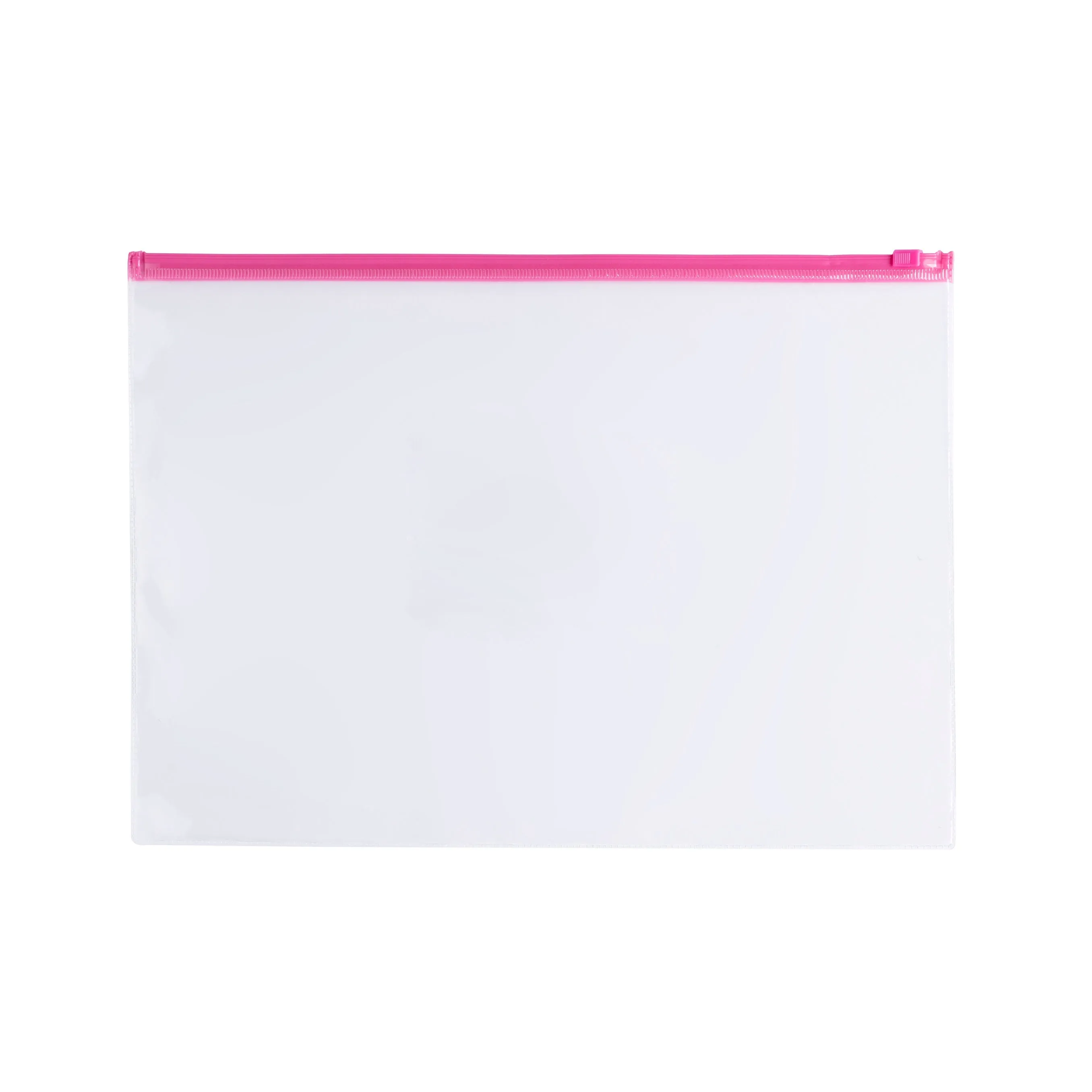 Pack of 12 A6 Clear Zippy Bags with Pink Zip