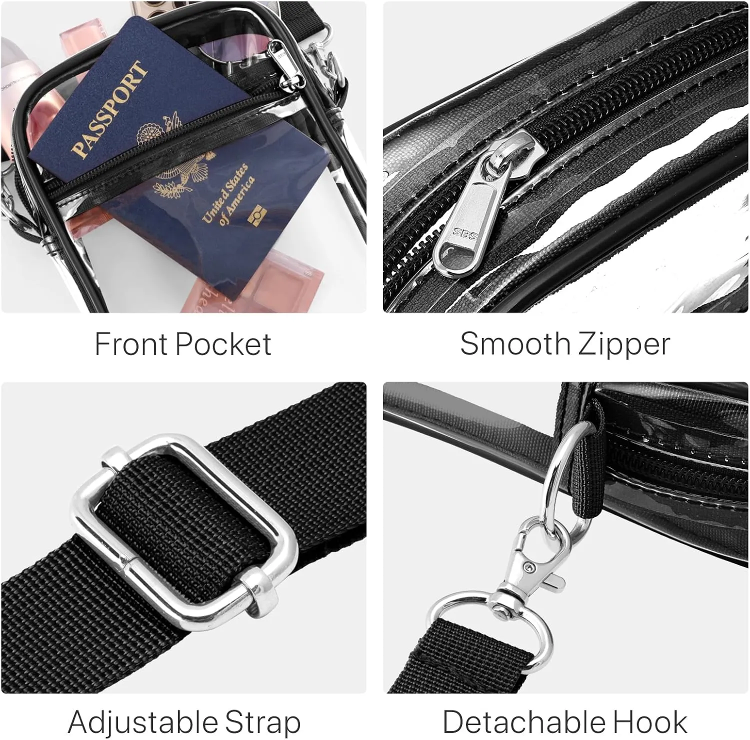 PACKISM Clear Bag for Stadium Events - Clear Purses for Women Stadium Crossbody Messenger Bag for Concerts Sporting Events