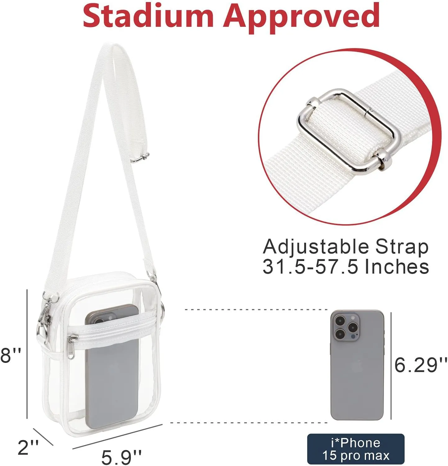 PACKISM Clear Bag for Stadium Events - Clear Purses for Women Stadium Crossbody Messenger Bag for Concerts Sporting Events