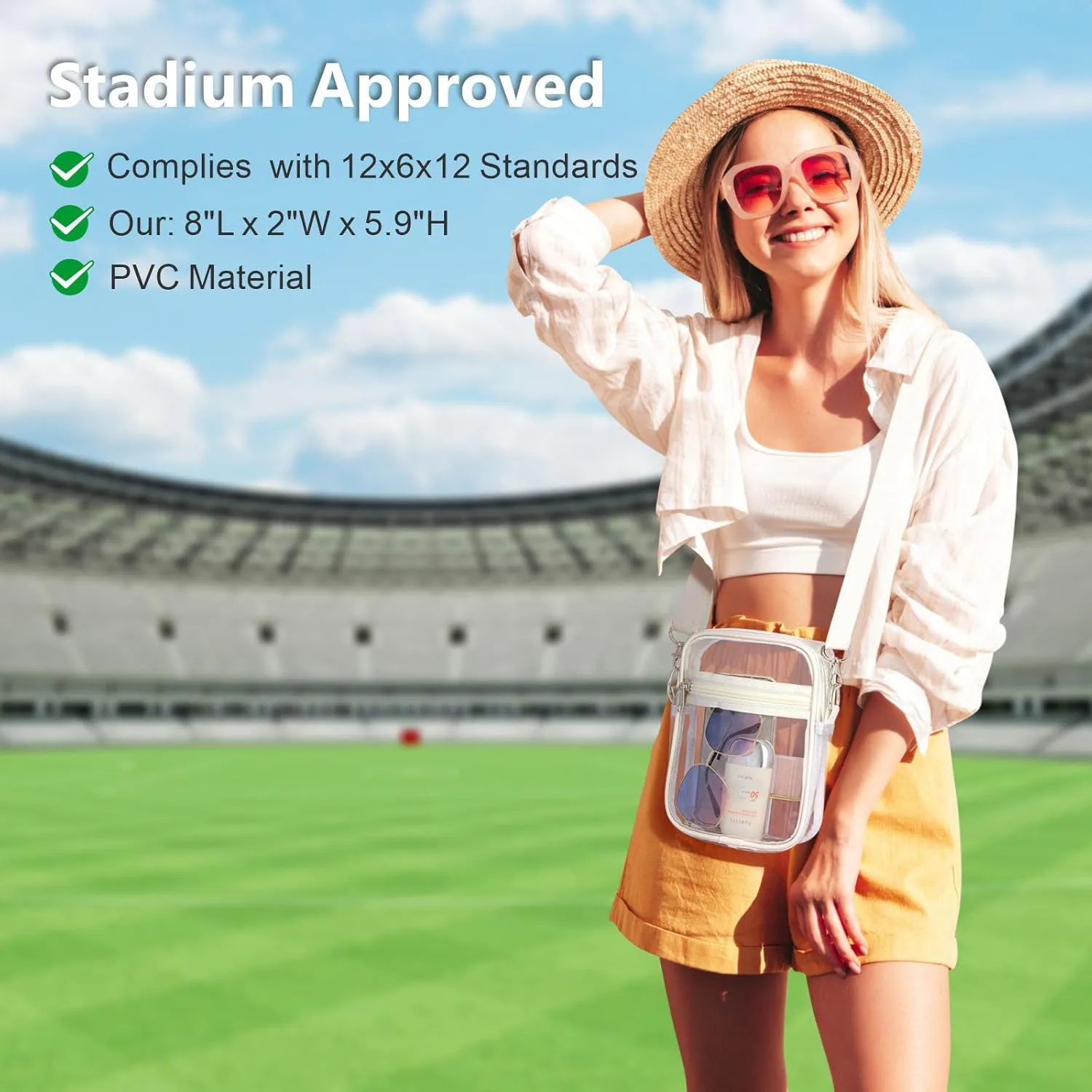 PACKISM Clear Bag for Stadium Events - Clear Purses for Women Stadium Crossbody Messenger Bag for Concerts Sporting Events