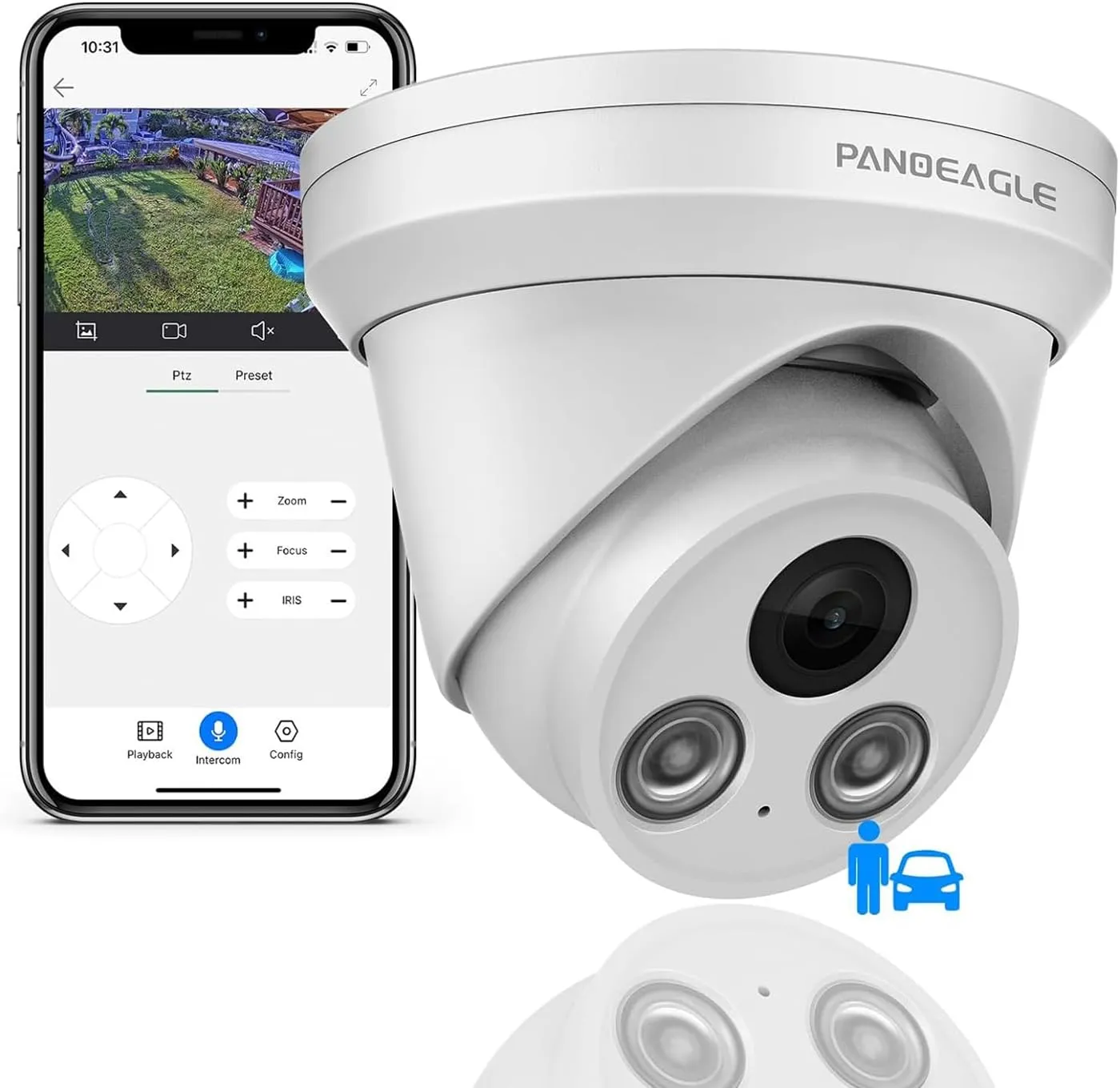 PANOEAGLE 4K PoE Security Camera, Compatible for Hikvision Outdoor 8MP Turret IP Camera with Human/Vehicle Detection,Built-in Mic,2.8mm Lens Wide Angle,98ft EXIR Night Vision, IP67 Waterproof(PG2385I)