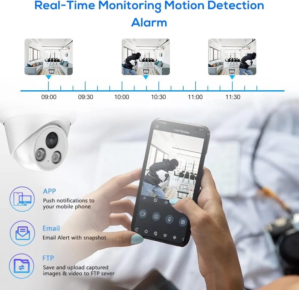 PANOEAGLE 4K PoE Security Camera, Compatible for Hikvision Outdoor 8MP Turret IP Camera with Human/Vehicle Detection,Built-in Mic,2.8mm Lens Wide Angle,98ft EXIR Night Vision, IP67 Waterproof(PG2385I)
