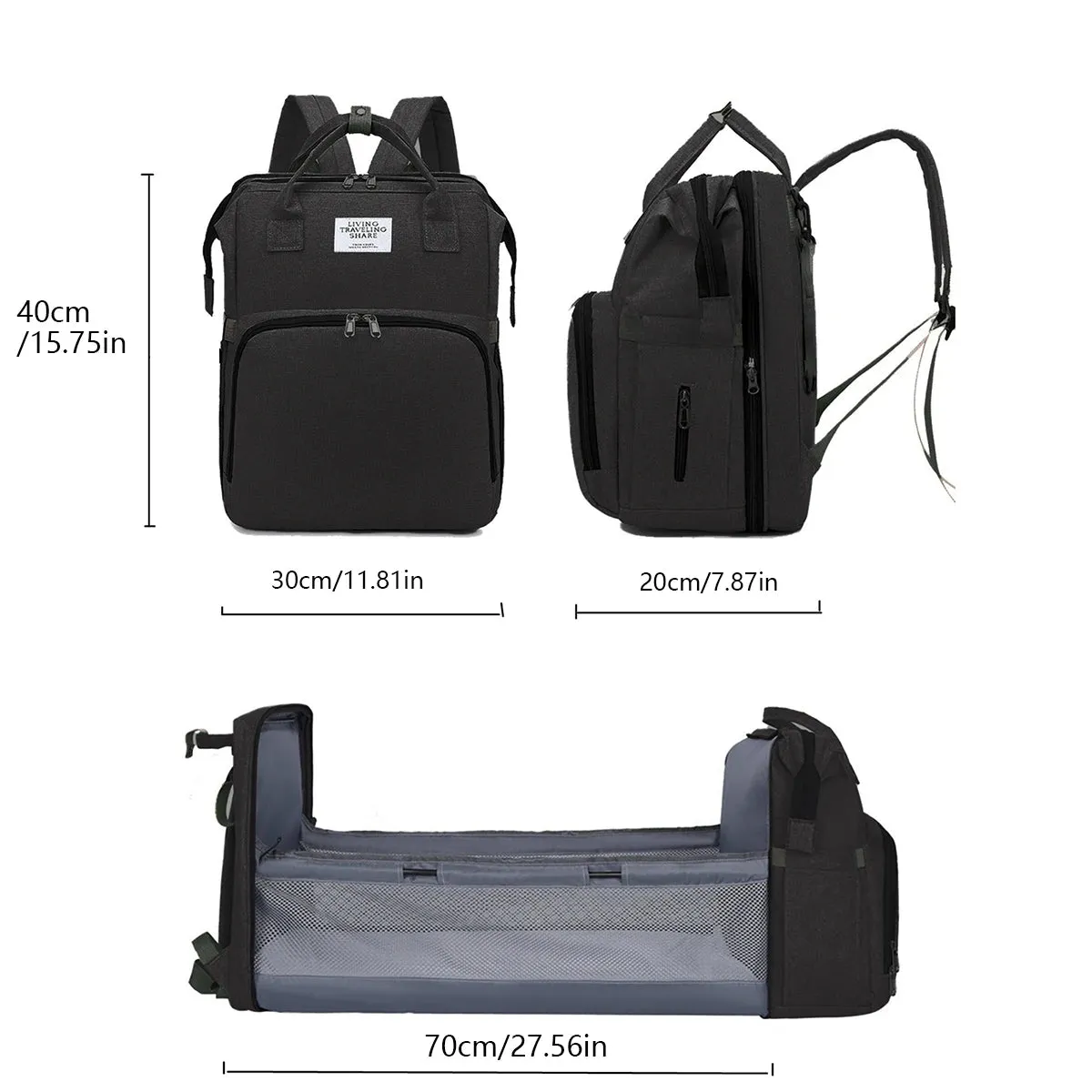 Parenzo: Multi-Function Diaper Bag and Baby Crib