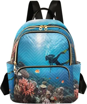 Person Underwater Snorkling Backpack Purse for Women Fashion Small Mini Daypack Purse for Lady Anti-theft Shoulder Bag for Lady Women, Medium