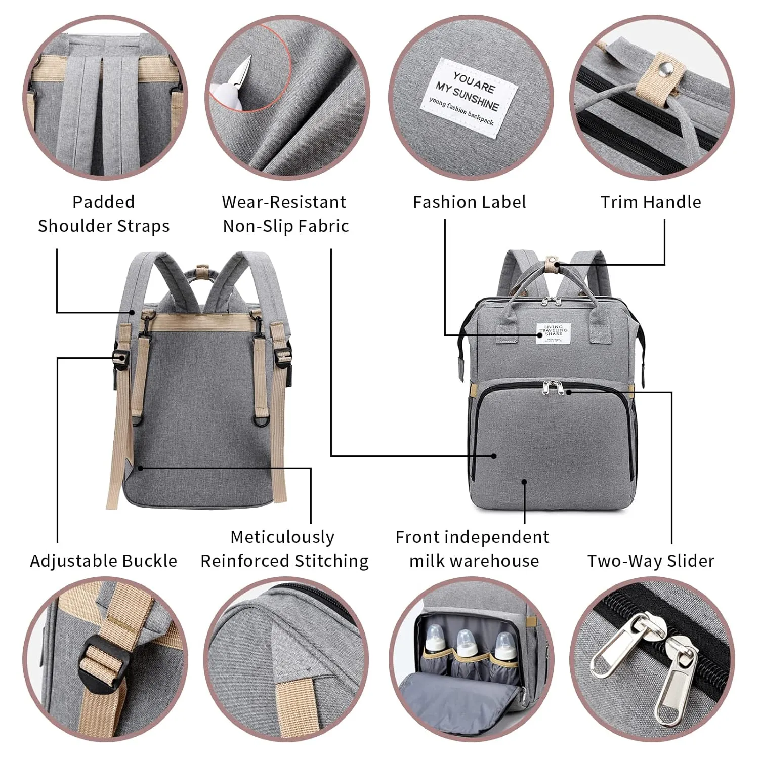 Personalized 3 in 1 Diaper Bag Backpack with Changing Station Multifunction Large Baby Diaper Bags for Boys & Girls Portable, Custom Lightweight Changing Bag Newborn Baby Essential Gifts (Light Blue)
